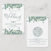 ユーカリプタス緑QRコード結婚式招待状 名刺 (正面/裏面)