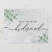 ユーカリプタス署名書花嫁介添人 インビテーションポストカード (正面/裏面)