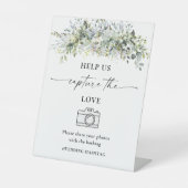 ユーカリプタス花の私たちはラブサインをキャプチャするのを助ける 台座サイン (正面)