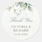 ユーカリプタス葉金ゴールドエレガントサンキュー ラウンドシール (正面)