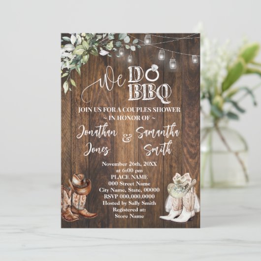 ユーカリプタス西部BBQカントリーカップルのシャワーを行う 招待状 (スタンド正面)