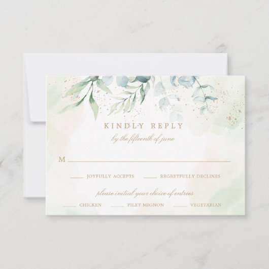 ユーカリプタス金ゴールドミール結婚チョイス 出欠カード (正面)