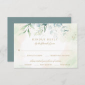 ユーカリプタス金ゴールドミール結婚チョイス 出欠カード (正面/裏面)