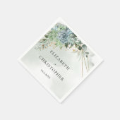 ユーカリプタス金ゴールド結婚枠 スタンダードカクテルナプキン (角)