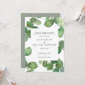 ユーカリプタス·ウォーターカラー·グリーン·セーブ·ザ·デート·カード カード (正面/裏面インサイチュ)