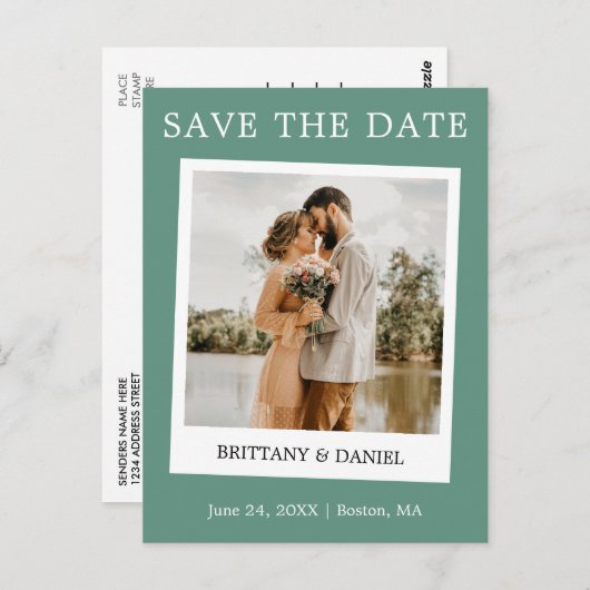 ユーカリプタス・グリーンの日付を保存するインスタントカメラ ポストカード (正面/裏面)