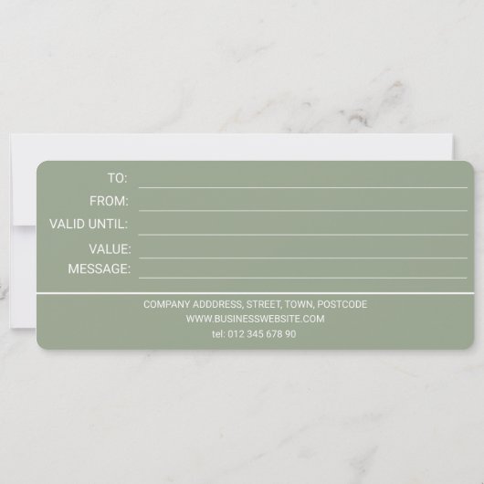 ユーカリプタス・グリーン・ビジネス・ロゴ・ギフト証明書 (裏面)