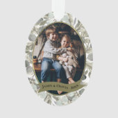 ユーカリプタス&ゴールデンパインシンプルホリデーフォト オーナメント (正面)