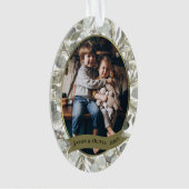 ユーカリプタス&ゴールデンパインシンプルホリデーフォト オーナメント (正面)