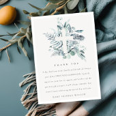 ユーカリプタス・シダの葉が最初の聖餐式を交差 サンキューカード