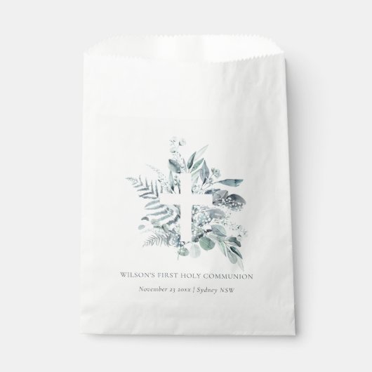 ユーカリプタス・シダの葉が最初の聖餐式を交差 フェイバーバッグ (正面)