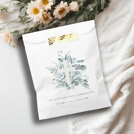 ユーカリプタス・シダの葉が最初の聖餐式を交差 フェイバーバッグ