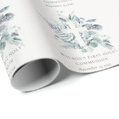 ユーカリプタス・シダの葉が最初の聖餐式を交差 ラッピングペーパー (ロールコーナー)
