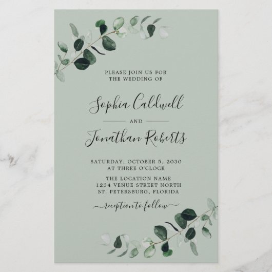 ユーカリプタス・セージのフライヤーですべて結婚の予算を設定 チラシ (正面)