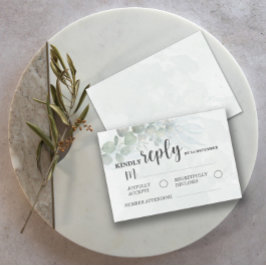 ユーカリプタス・セージ・グリーンRSVP応答カード 出欠カード