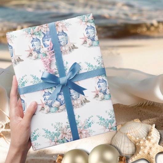 ユーカリプタス&ポインセティアスとチノイスリーヴァース ラッピングペーパー