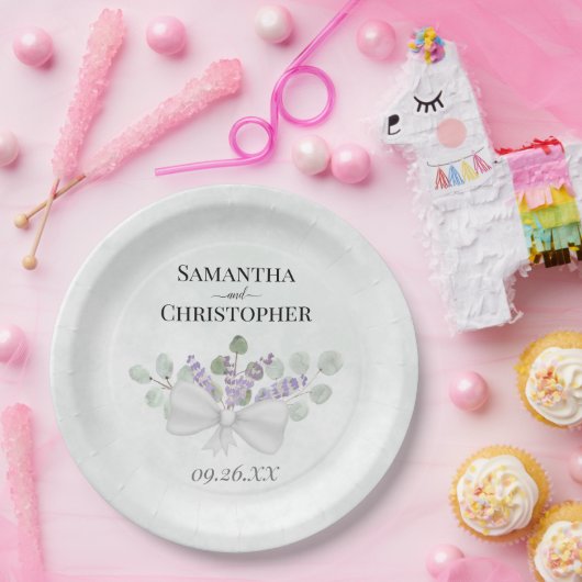 ユーカリプタス&ラベンダーブーケ水結婚色ズ ペーパープレート (パーティー)