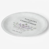 ユーカリプタス&ラベンダーブーケ水結婚色ズ ペーパープレート (アングル)