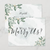 ユーカリプタス  私たちと結婚してくれますか  あなたが私たちの結婚式の司祭になってくれますか 招待状 (正面/裏面)
