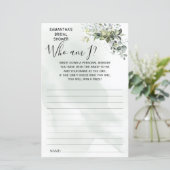 ユーカリプタスWho am Iブライダルシャワーバイリンガルゲーム (スタンド正面)