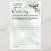 ユーカリプタスWho am Iブライダルシャワーバイリンガルゲーム (裏面)