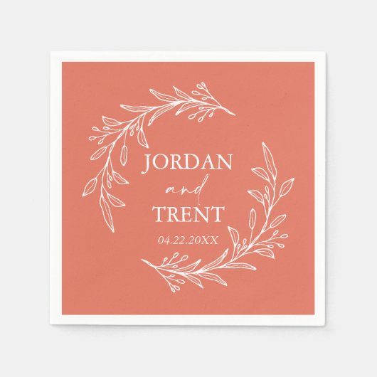 ユーカリプタテラコッタカスタムウェディング紙ナプキンス スタンダードカクテルナプキン (正面)