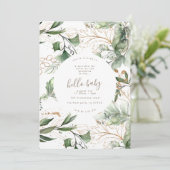 ユーカリプツゴールデンボホモダンブルーミングベイビーシャワー 招待状 (スタンド正面)