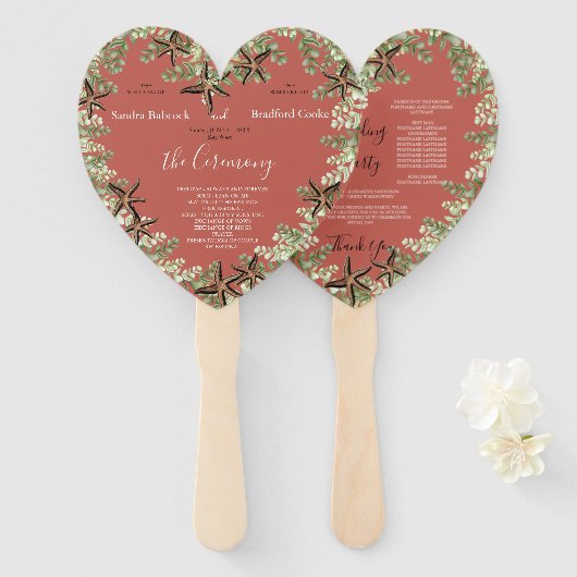 ユーカリプツスターフィッシュ秋秋テラコッタハート ハンドファン (正面&裏面)