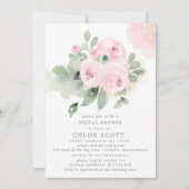 ユーカリプツピンクローズフローラブライダルシャワー 招待状 (正面)