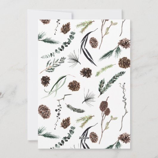 ユーカリプテスダスティウインターボタニカル4フォトホリデー シーズンカード (裏面)