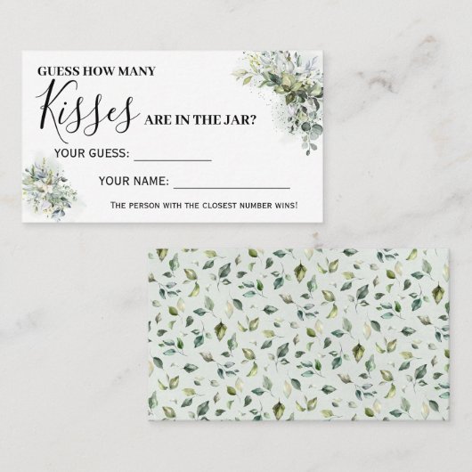 ユーカリプトゥスいくつのキスブライダルシャワーゲームカード プレイスカード (正面/裏面)