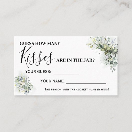 ユーカリプトゥスいくつのキスブライダルシャワーゲームカード プレイスカード (正面)