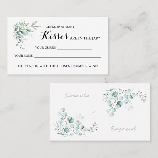 ユーカリプトゥスいくつのキスブライダルシャワーゲームカード プレイスカード (正面/裏面)