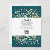 ユーカリプトゥスすべて一つのティール（緑がかった色）結婚 招待状 (裏面)