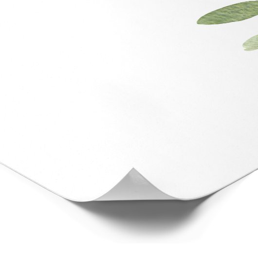 ユーカリプトゥスの葉の正方形フレーム結婚の歓迎 ポスター (角)