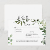 ユーカリプトゥスの葉の結婚式RSVPカード 出欠カード (正面/裏面)