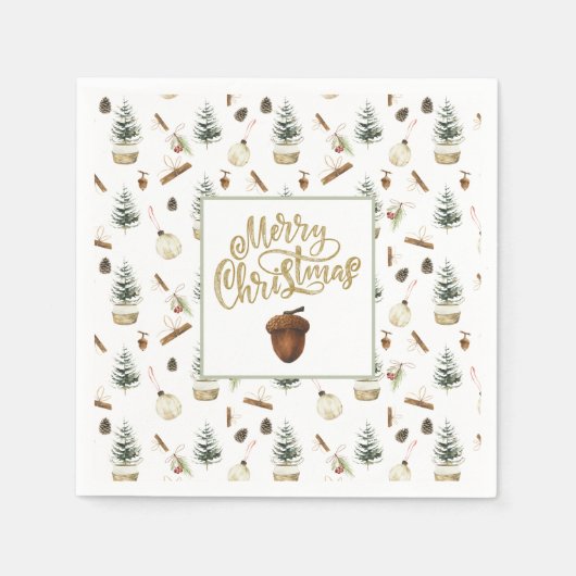 ユーカリプトゥスアクロスクリスマス スタンダードカクテルナプキン (正面)