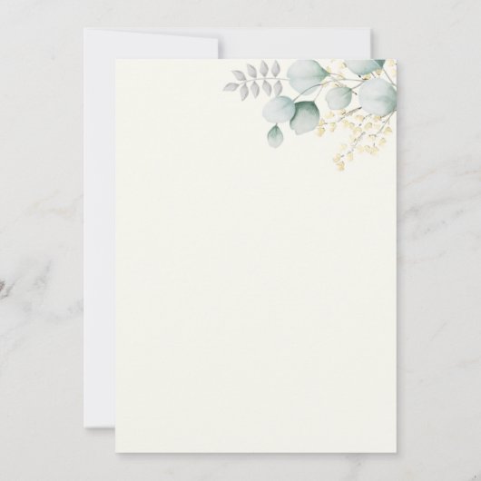 ユーカリプトゥスウォーターエレガントカラーブライダルガウンフローラ 招待状 (裏面)