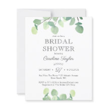 ユーカリプトゥスウォーターカラーグリーンリーブライダルシャワー