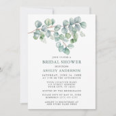 ユーカリプトゥスウォーターカラーグリーンリーブライダルシャワー 招待状 (正面)