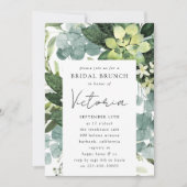 ユーカリプトゥスウォーターカラーシックブライダルシャワー 招待状 (正面)