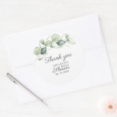 ユーカリプトゥスウォーターカラーブライダルシャワーサンキューユユー ラウンドシール (封筒)