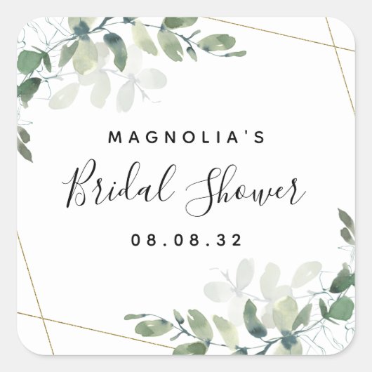 ユーカリプトゥスウォーターカラーブライダルシャワースクエアステッキ スクエアシール (正面)