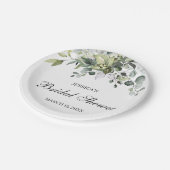 ユーカリプトゥスウォーターカラーブライダルシャワー紙プレート ペーパープレート (アングル)