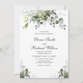 ユーカリプトゥスウォーターカラー結婚式招待状 招待状 (正面)