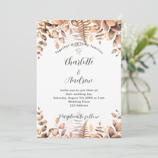 ユーカリプトゥスウッドランドゴールデン秋の結婚式 招待状 (スタンド正面)