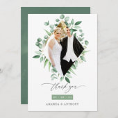 ユーカリプトゥスウッドランド結婚グリーンリー サンキューカード (正面/裏面)