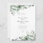 ユーカリプトゥスエメラルドグリーンセージ水カラーQRコード 招待状 (正面)