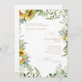 ユーカリプトゥスエレガンスヒマワリ結婚ホワイト 招待状 (正面/裏面)