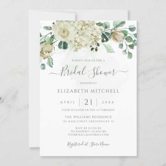 ユーカリプトゥスエレガントフローラブライダルシャワー 招待状 (正面)